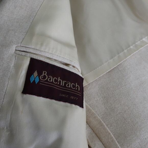 Bachrach Mens Elbow Patch Sport Coat Blazer Jacket Size L Cream Leather Buttons - Picture 8 of 14